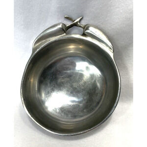 Holland Boone Polished Pewter Round Serving Decorative Bowl 5.25" Chili Peppers